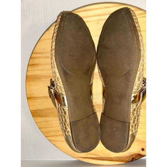Crown Vintage Shoes Women 9M Metallic Gold Mary Jane Flats Mesh Breathable Strap - Picture 10 of 13